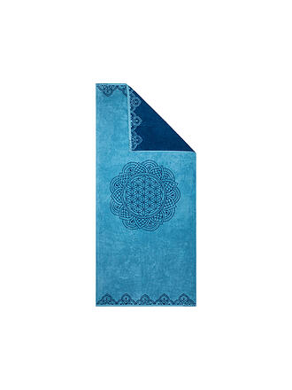 SPIRIT OF OM | Liegetuch Happy Flower of Life émeraude/bleu océan