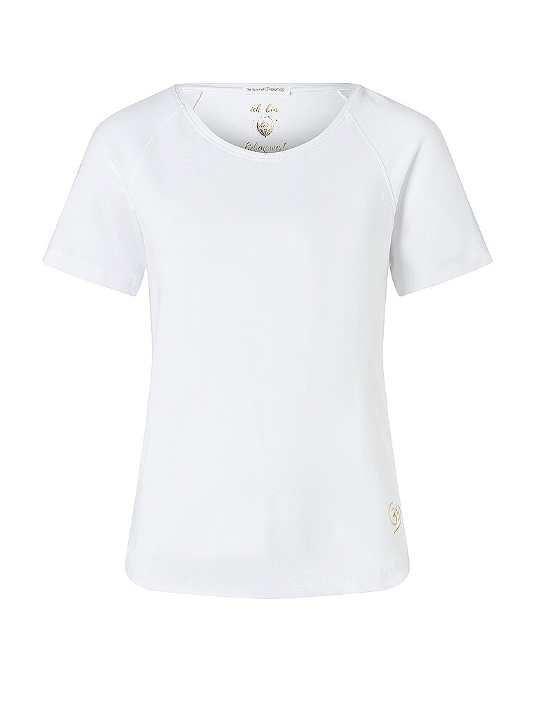 T-shirt de yoga raglan OM cœurs blanc XS