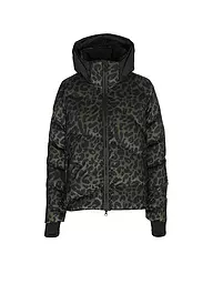SPORTALM | DAmen Skijacke Echtdaunen mit Leopardenmuster  | Noir