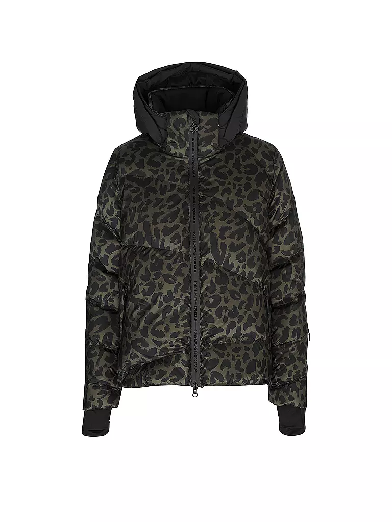 SPORTALM | DAmen Skijacke Echtdaunen mit Leopardenmuster  | Noir