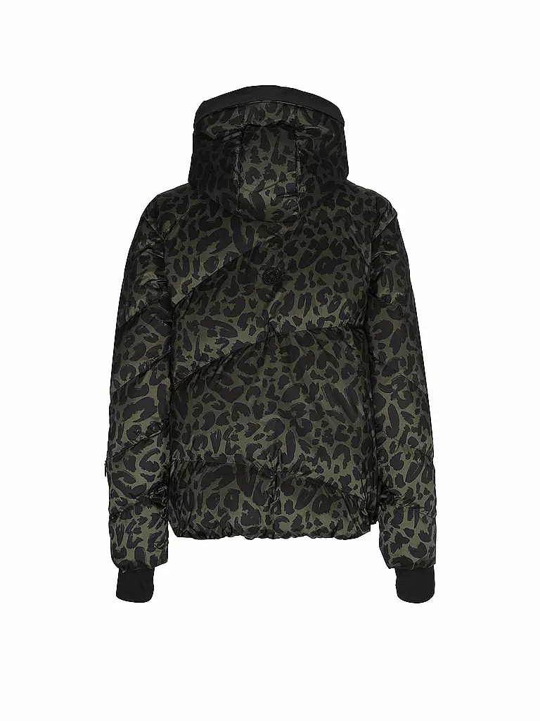 SPORTALM | DAmen Skijacke Echtdaunen mit Leopardenmuster  | Noir