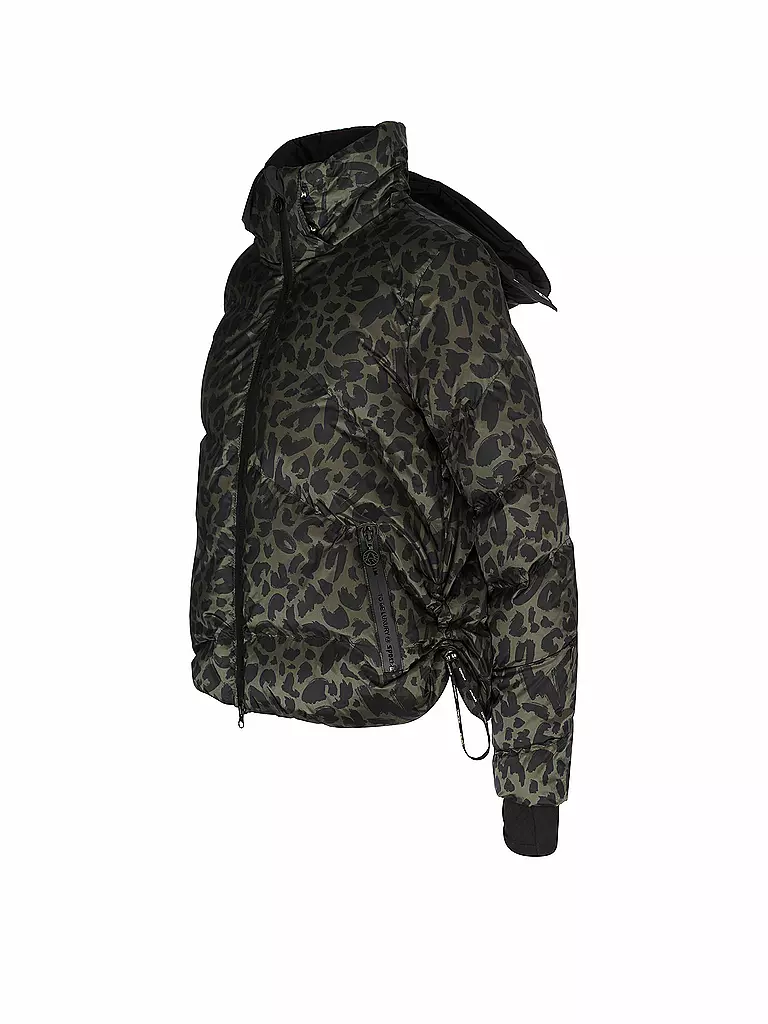 SPORTALM | DAmen Skijacke Echtdaunen mit Leopardenmuster  | Noir