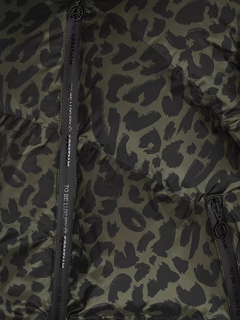 SPORTALM | DAmen Skijacke Echtdaunen mit Leopardenmuster  | Noir