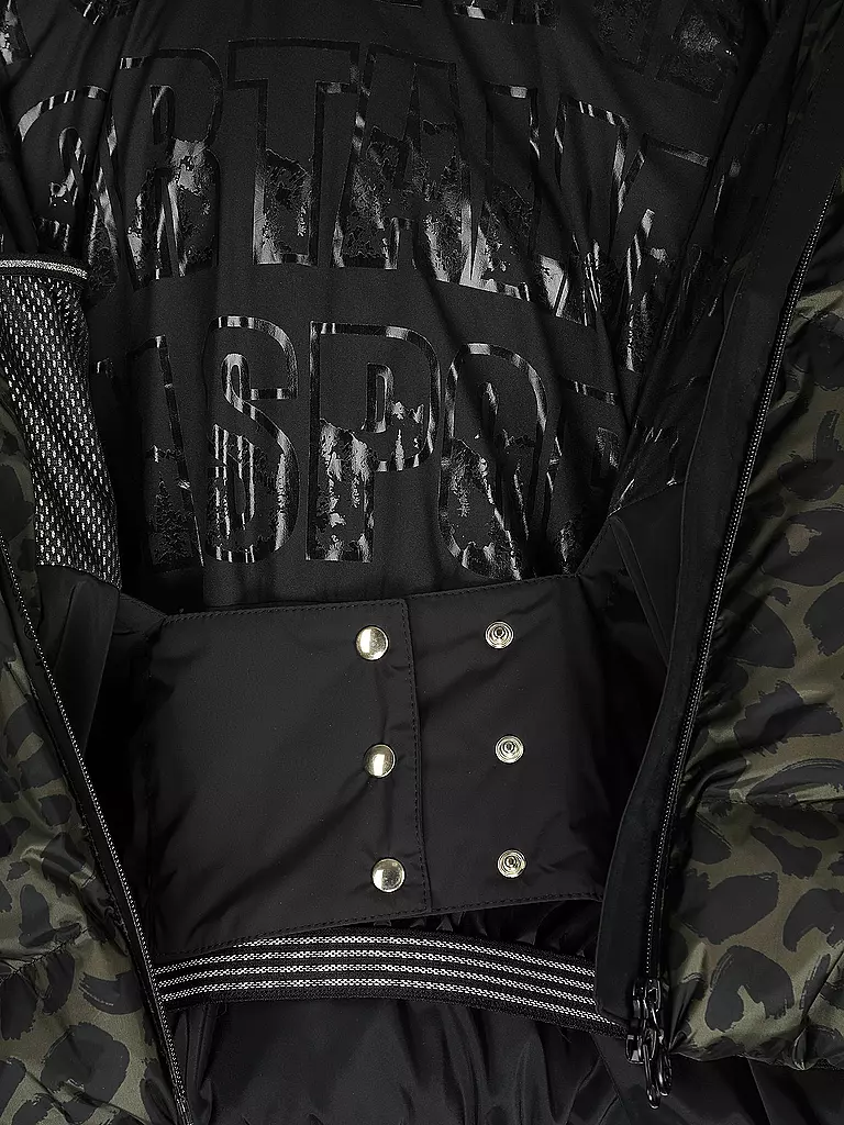 SPORTALM | DAmen Skijacke Echtdaunen mit Leopardenmuster  | Noir