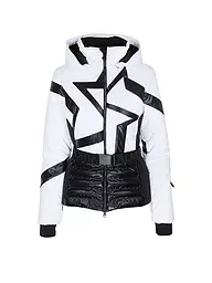 SPORTALM | Damen Skijacke mit Sternen-Muster und Gürtel  | Blanc