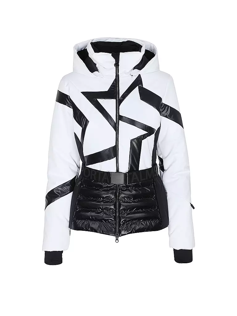 SPORTALM | Damen Skijacke mit Sternen-Muster und Gürtel  | Blanc
