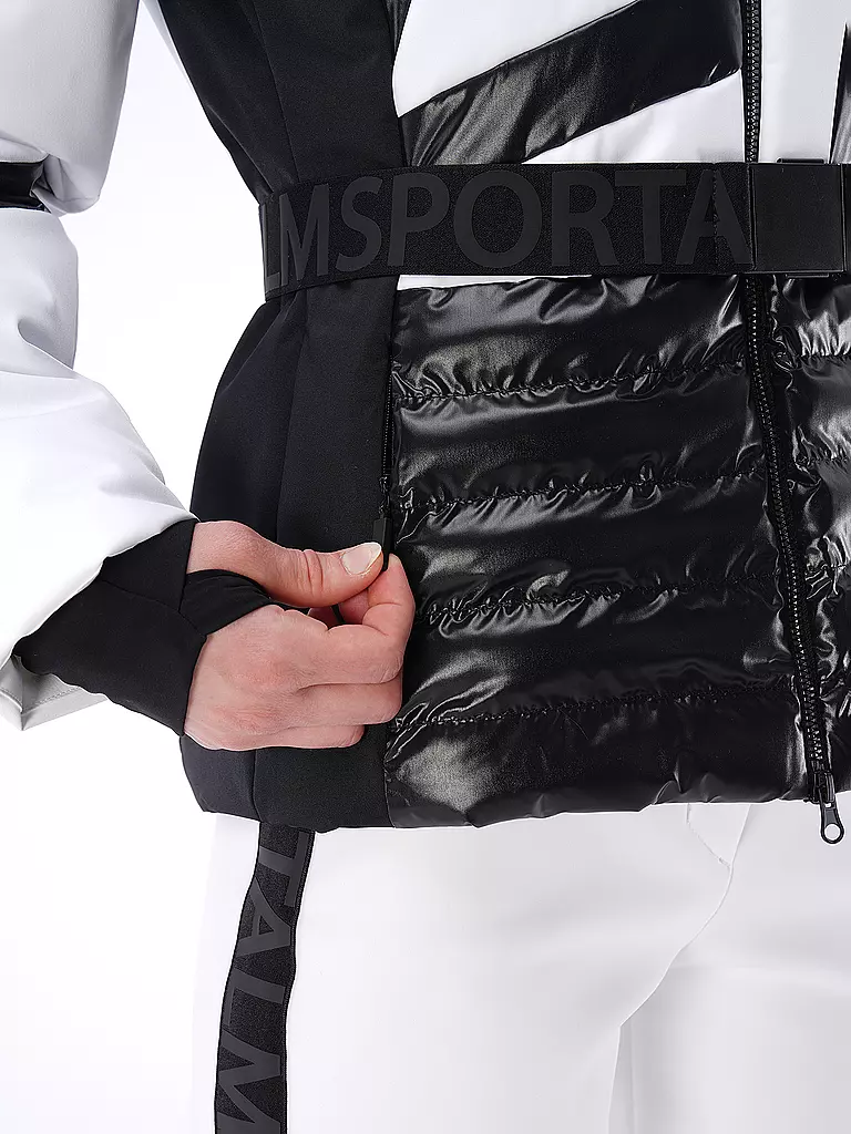 SPORTALM | Damen Skijacke mit Sternen-Muster und Gürtel  | Blanc