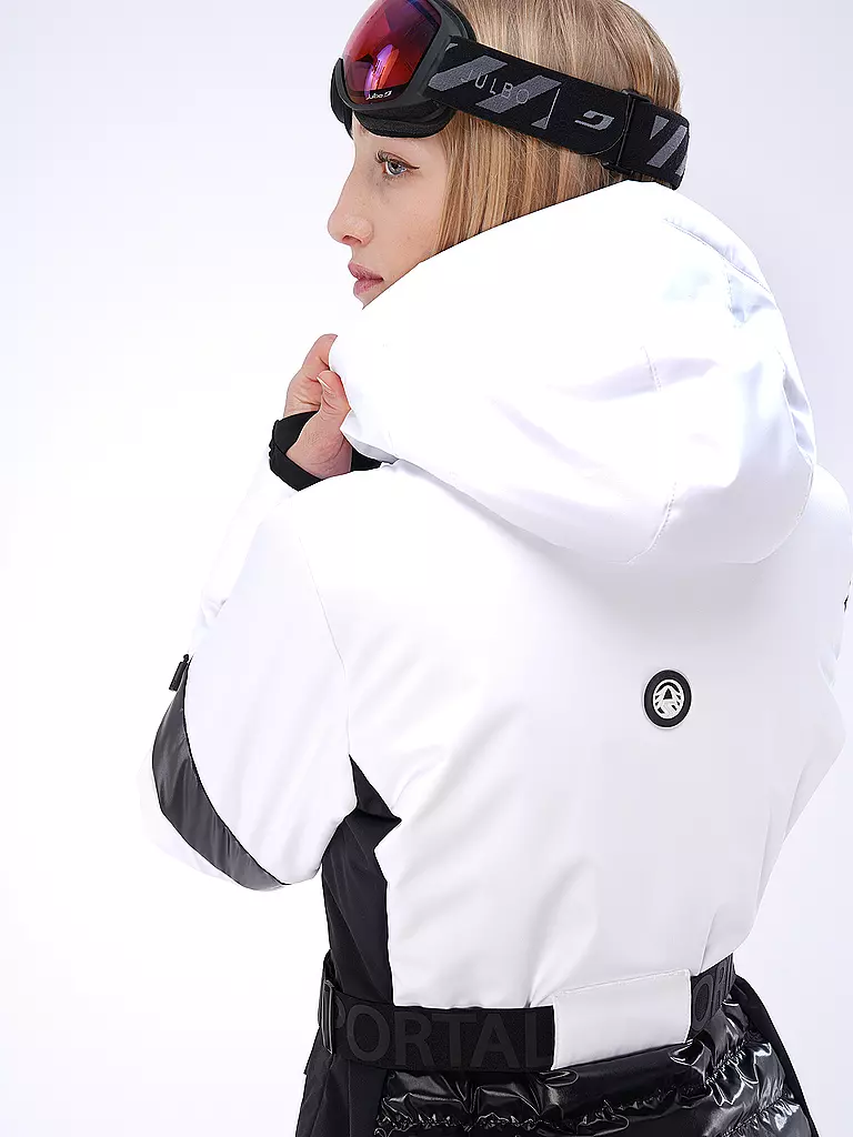 SPORTALM | Damen Skijacke mit Sternen-Muster und Gürtel  | Blanc