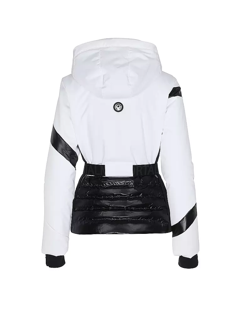 SPORTALM | Damen Skijacke mit Sternen-Muster und Gürtel  | Blanc