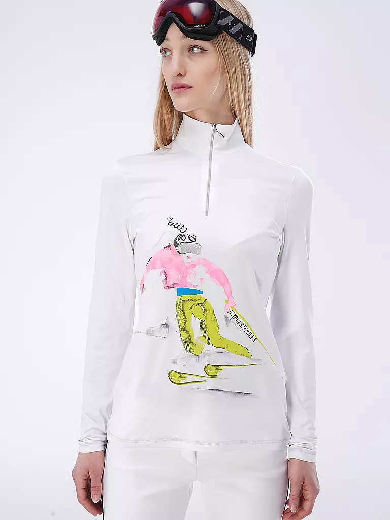 SPORTALM | Damen Unterzieh Zipshirt mit Motiv | Blanc
