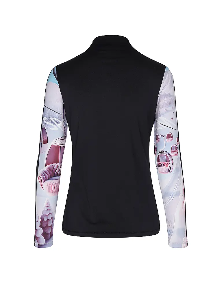 SPORTALM | Zip-shirt de sous-vêtement pour femmes avec imprimé exclusif | Noir
