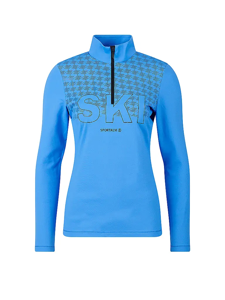 SPORTALM | Zipshirt de sous-vêtement pour femmes avec imprimé métallisé original | Bleu