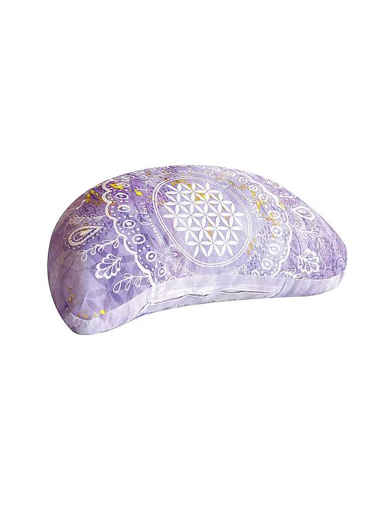 THE SPIRIT OF OM | Coussin de méditation demi-lune lilas | Multicolore