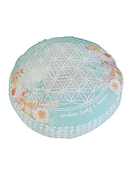 THE SPIRIT OF OM | Coussin de méditation rond jade/orange | Multicolore
