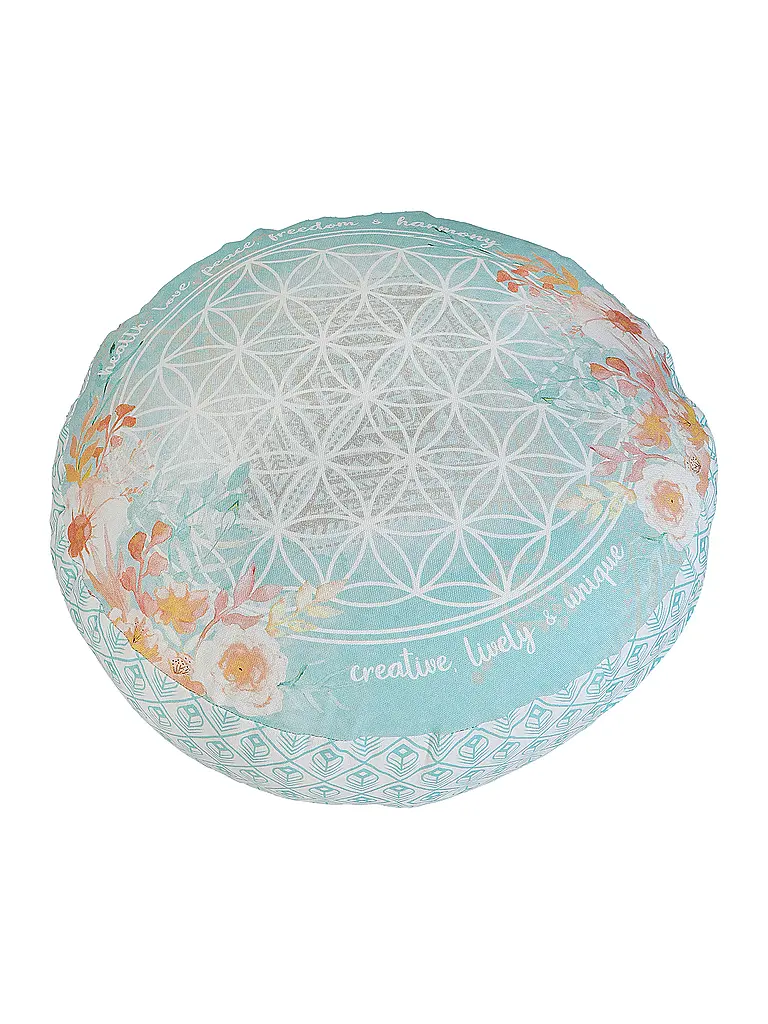 THE SPIRIT OF OM | Coussin de méditation rond jade/orange | Multicolore