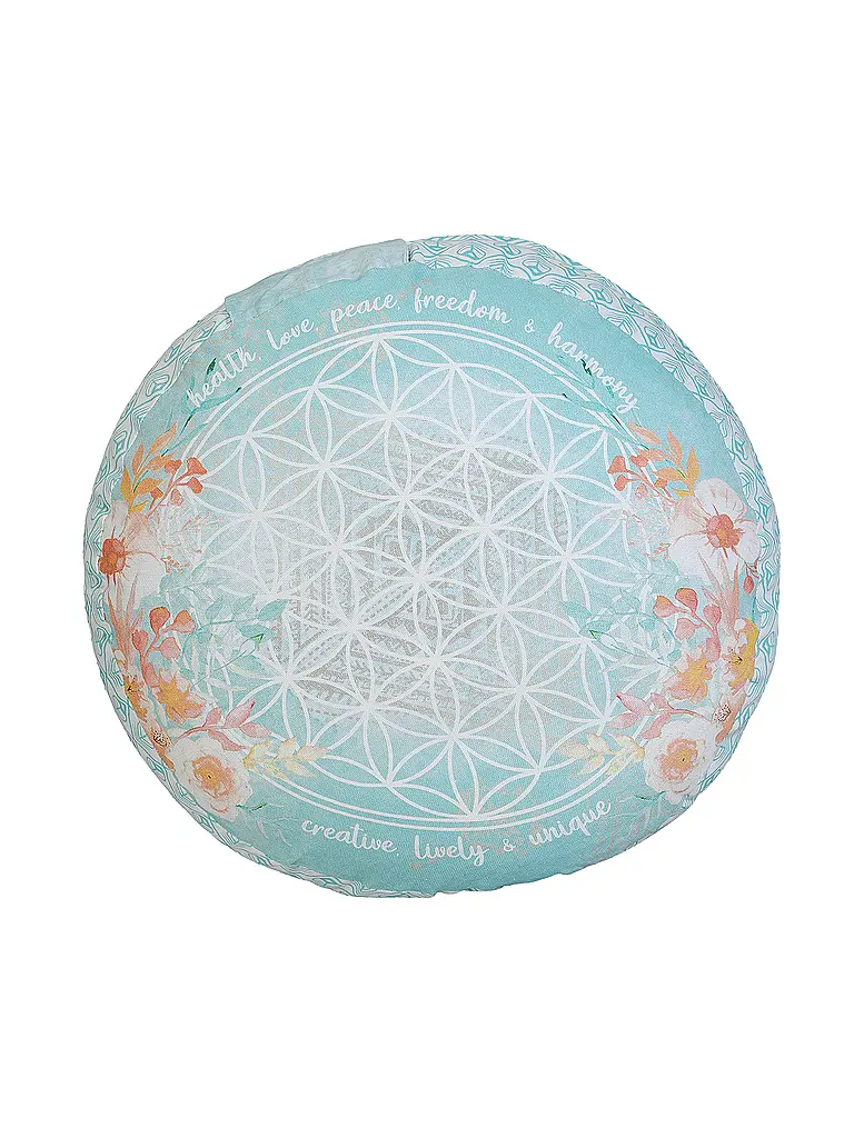 THE SPIRIT OF OM | Coussin de méditation rond jade/orange | Multicolore