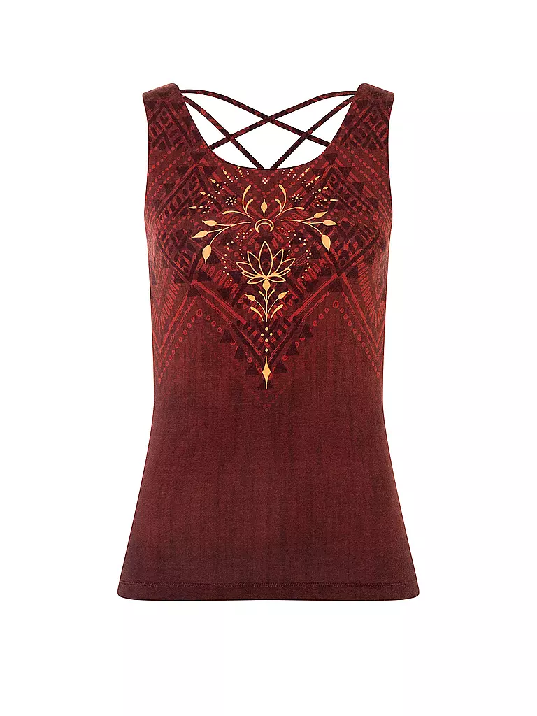 THE SPIRIT OF OM | Débardeur de yoga Shakti pour femmes | Rouge foncé