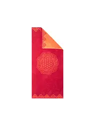 THE SPIRIT OF OM | Serviette de bain Happy Flower of Life émeraude/bleu océan | Rouge foncé