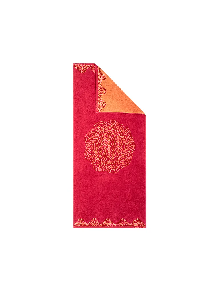 THE SPIRIT OF OM | Serviette de bain Happy Flower of Life rubis/corail | Rouge foncé