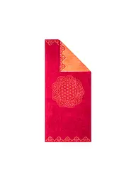 THE SPIRIT OF OM | Serviette de plage Happy Flower of Life rubis/corail | Rouge foncé