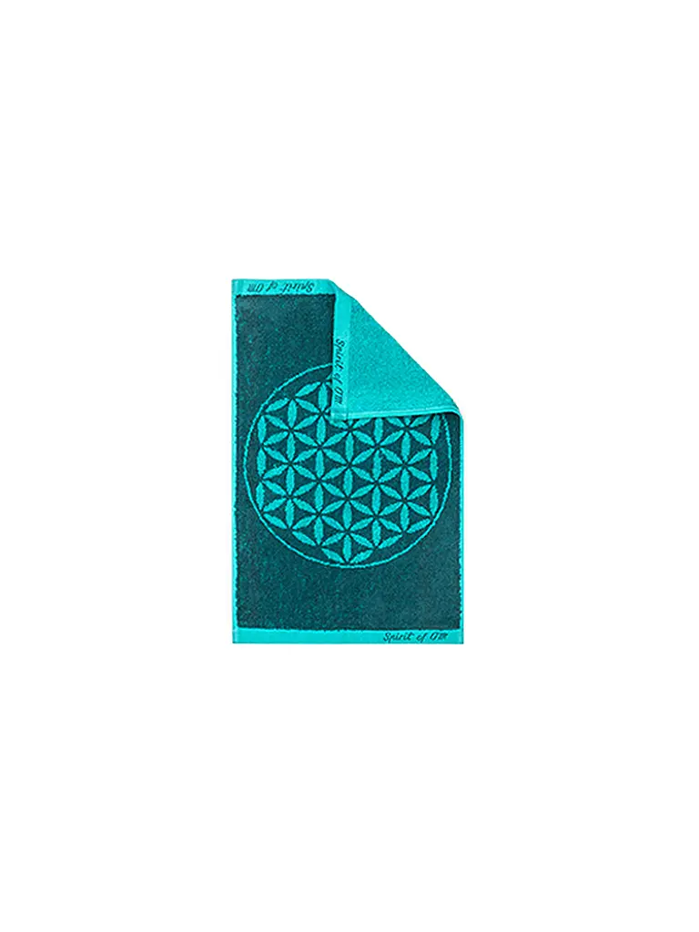 THE SPIRIT OF OM | Serviette Serviette d'invité Happy Flower of Life émeraude/vert | Pétrole