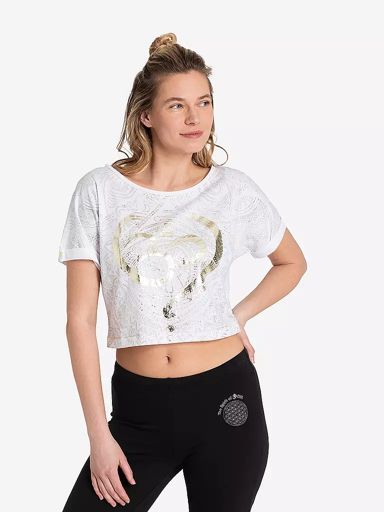 THE SPIRIT OF OM | T-shirt de yoga court pour femmes OM Time | Blanc