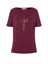 THE SPIRIT OF OM | T-shirt de yoga Eka Padma pour femmes | Rouge foncé