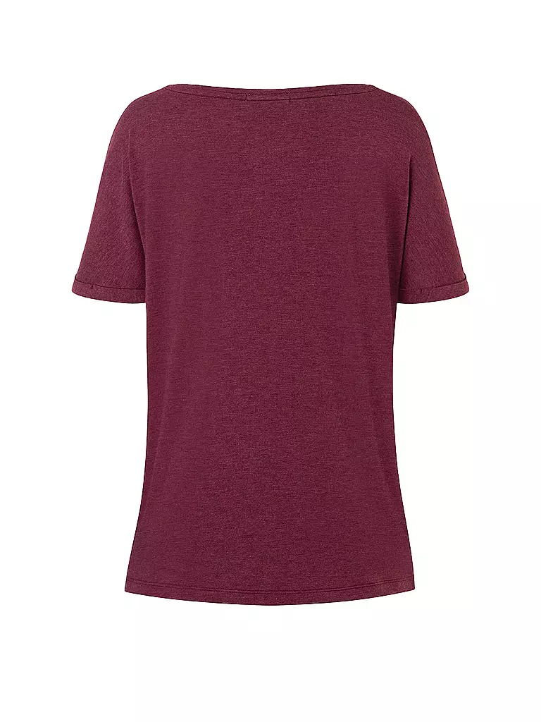 THE SPIRIT OF OM | T-shirt de yoga Eka Padma pour femmes | Rouge foncé