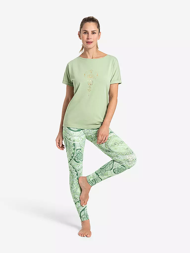 THE SPIRIT OF OM | T-shirt de yoga pour femmes Eka Padma | Vert clair