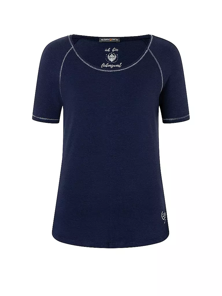 THE SPIRIT OF OM | T-shirt de yoga raglan en bambou pour femmes | Bleu foncé