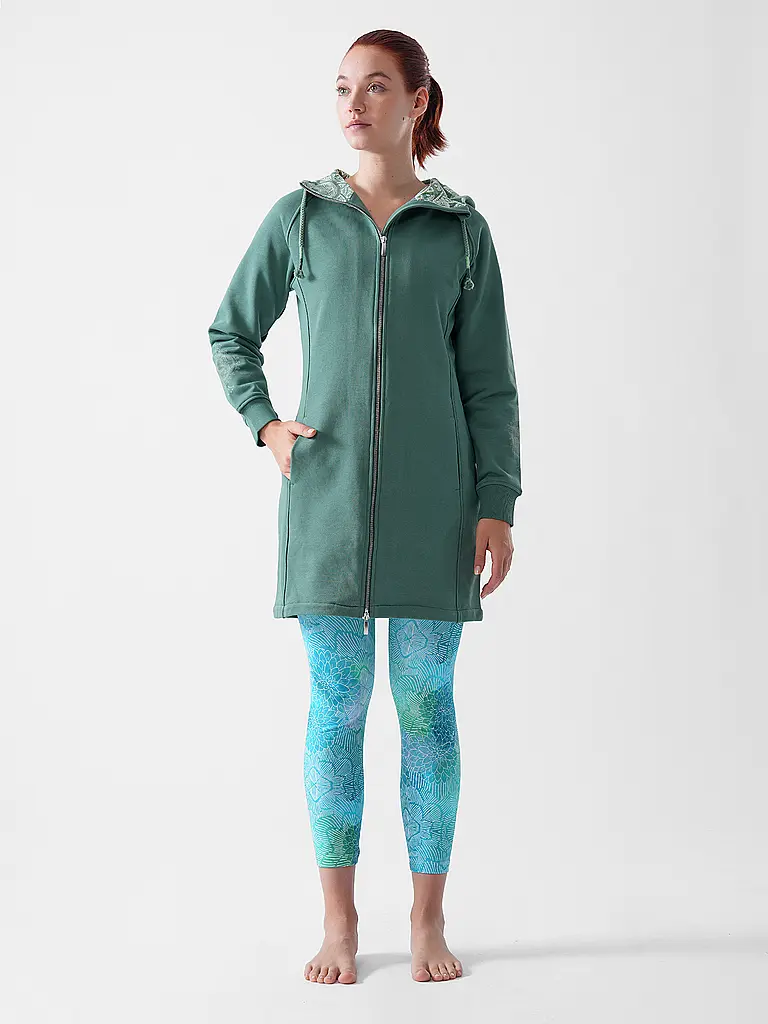 THE SPIRIT OF OM | Veste de yoga longue Bala Karuna pour femmes | Vert foncé