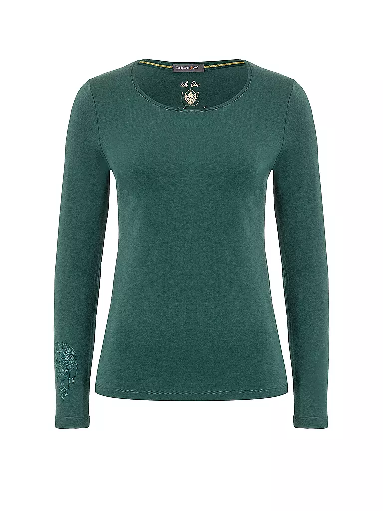 THE SPIRIT OF OM | Yogashirt Chakra-Flower Bambus pour femmes | Vert foncé