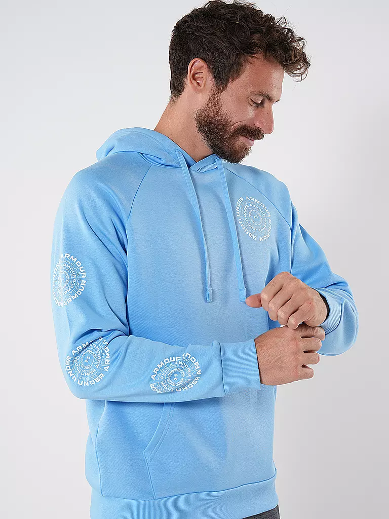 UNDER ARMOUR | Hoodie homme UA Rival Fleece High Brand Read Logo | Bleu clair