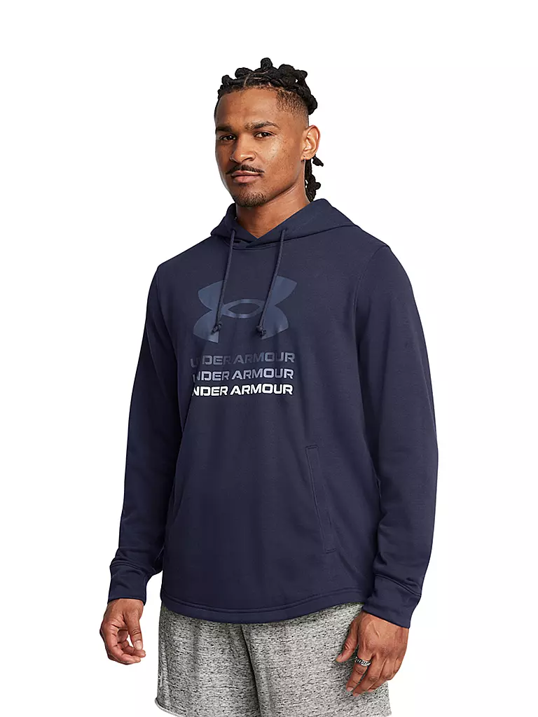 UNDER ARMOUR | Hoodie homme UA Rival Hoodie en French-Terry Graphic | Bleu foncé