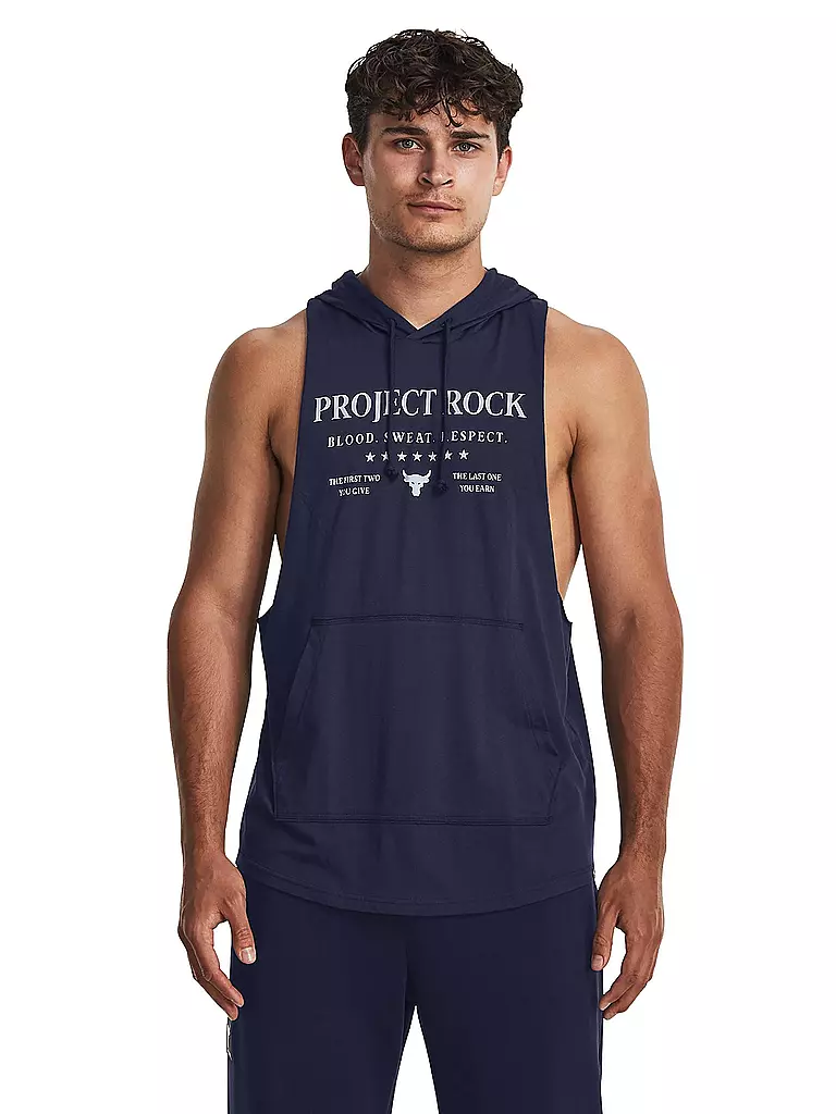 UNDER ARMOUR | Hoodie sans manches Project Rock pour homme | Bleu foncé