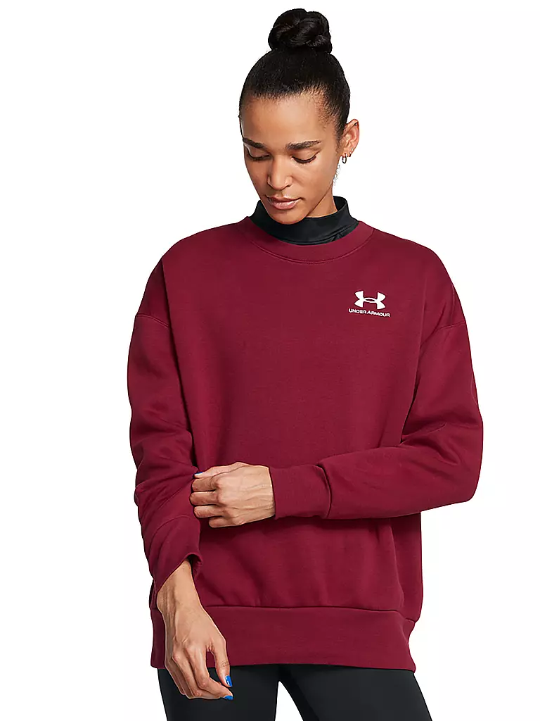 UNDER ARMOUR | Sweat à capuche pour femme UA Essential Fleece Coupe oversize | Rouge foncé
