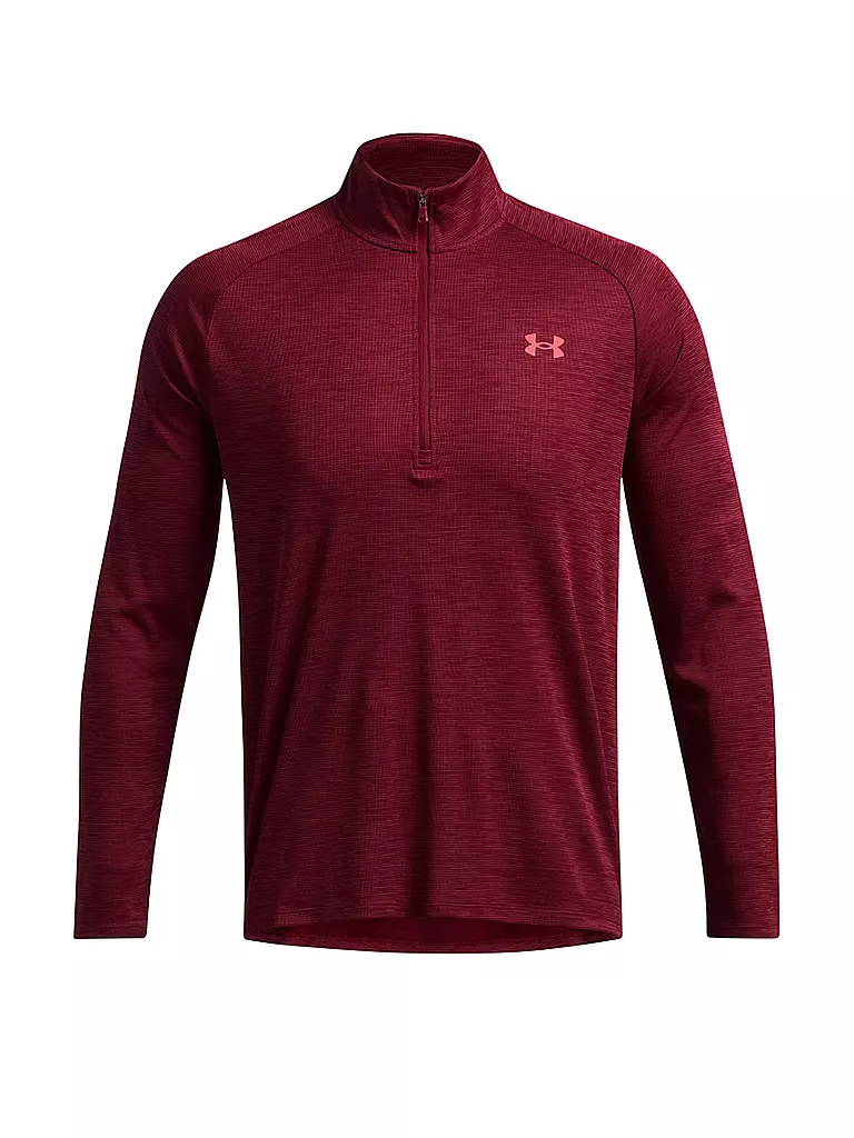 UNDER ARMOUR | T-shirt de fitness texturé UA Tech™ ½ zip pour homme | Rouge foncé