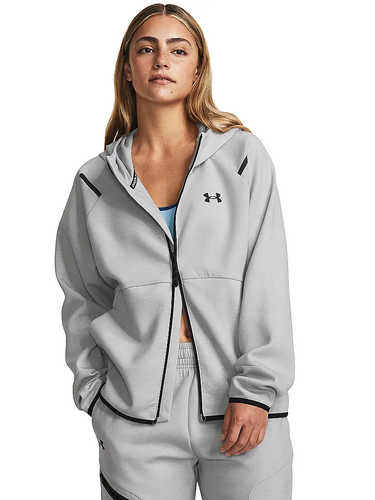 UNDER ARMOUR | Veste à capuche zippée intégrale UA Unstoppable Fleece pour femme | Gris
