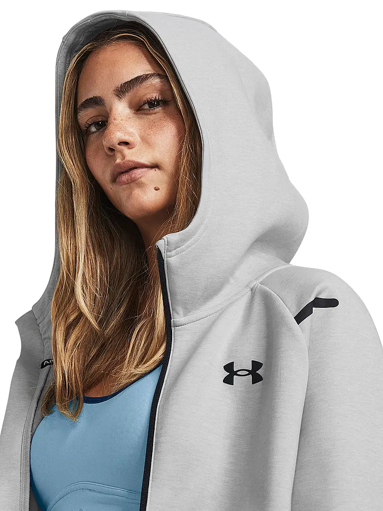 UNDER ARMOUR | Veste à capuche zippée intégrale UA Unstoppable Fleece pour femme | Gris