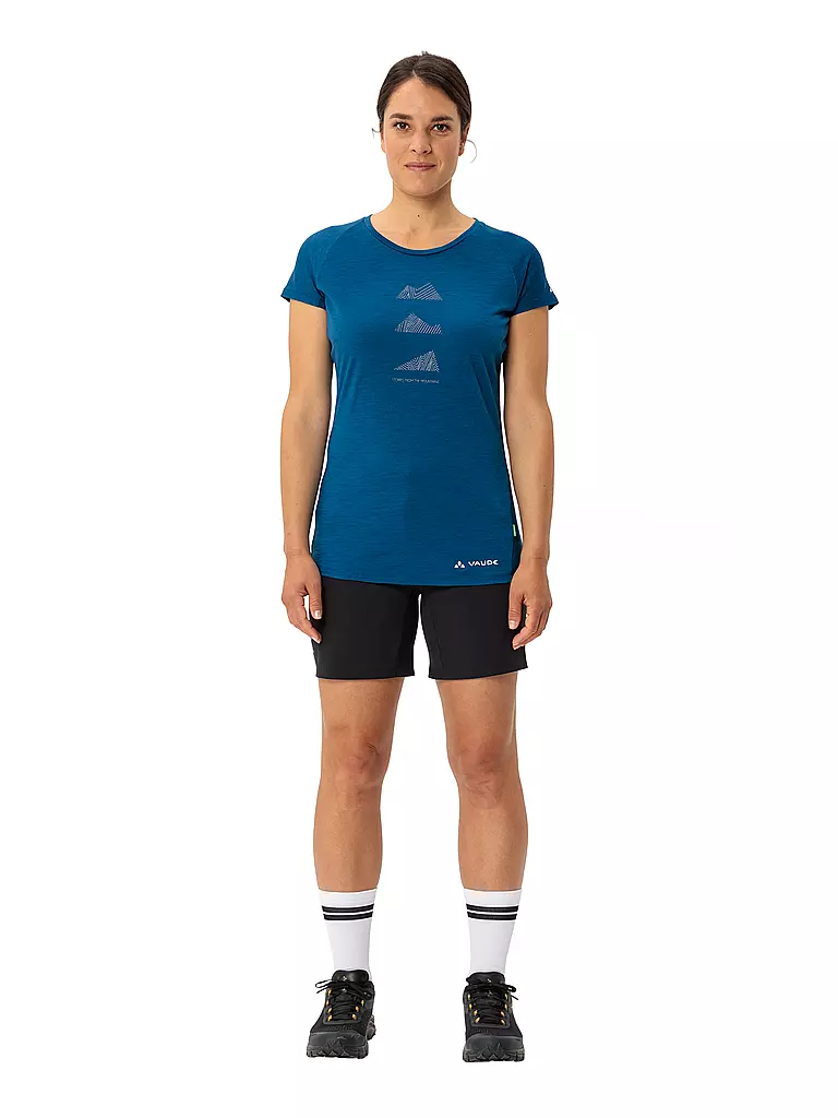 VAUDE | T-shirt de sport en laine Tekoa pour femmes | Bleu foncé