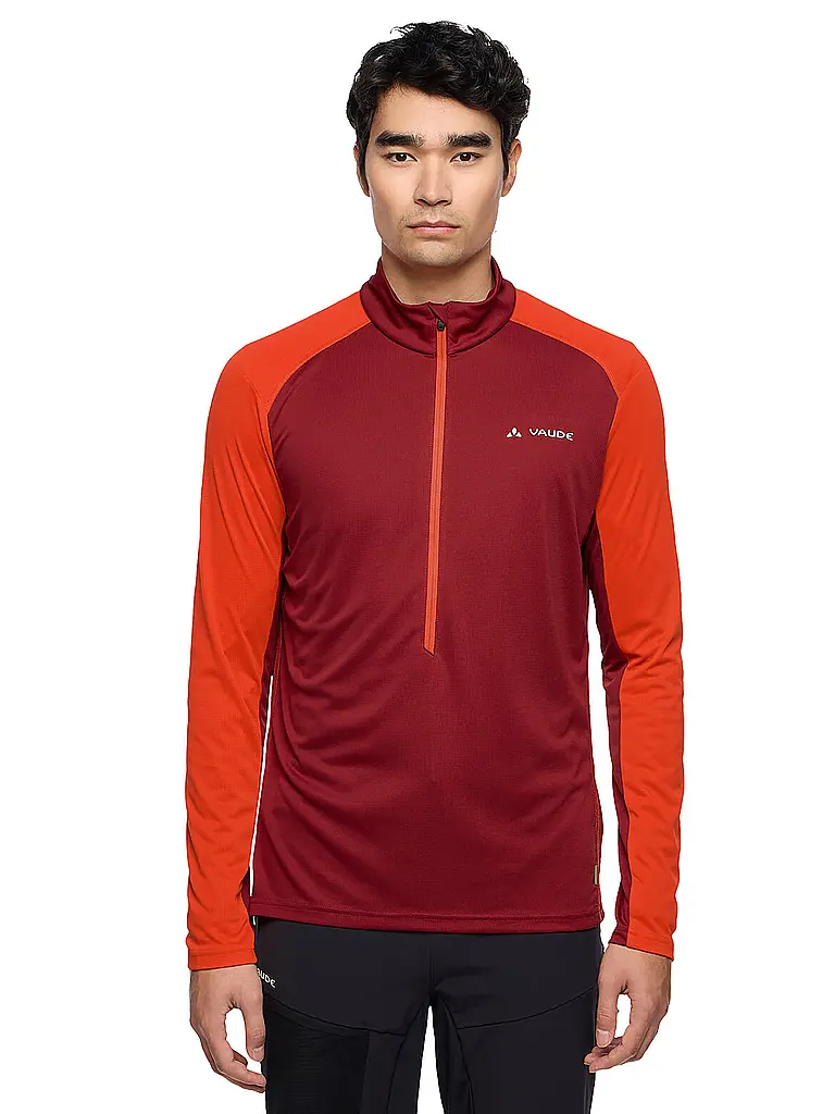 VAUDE | Zipshirt de sport pour homme Larice Light Shirt II | Rouge foncé