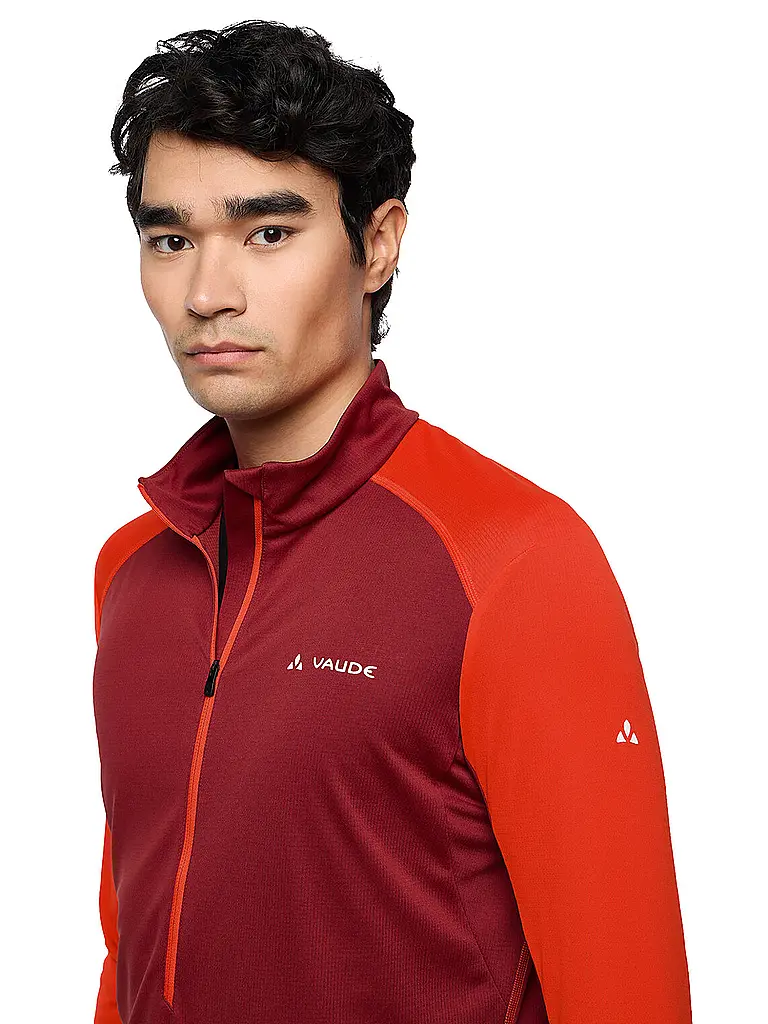 VAUDE | Zipshirt de sport pour homme Larice Light Shirt II | Rouge foncé