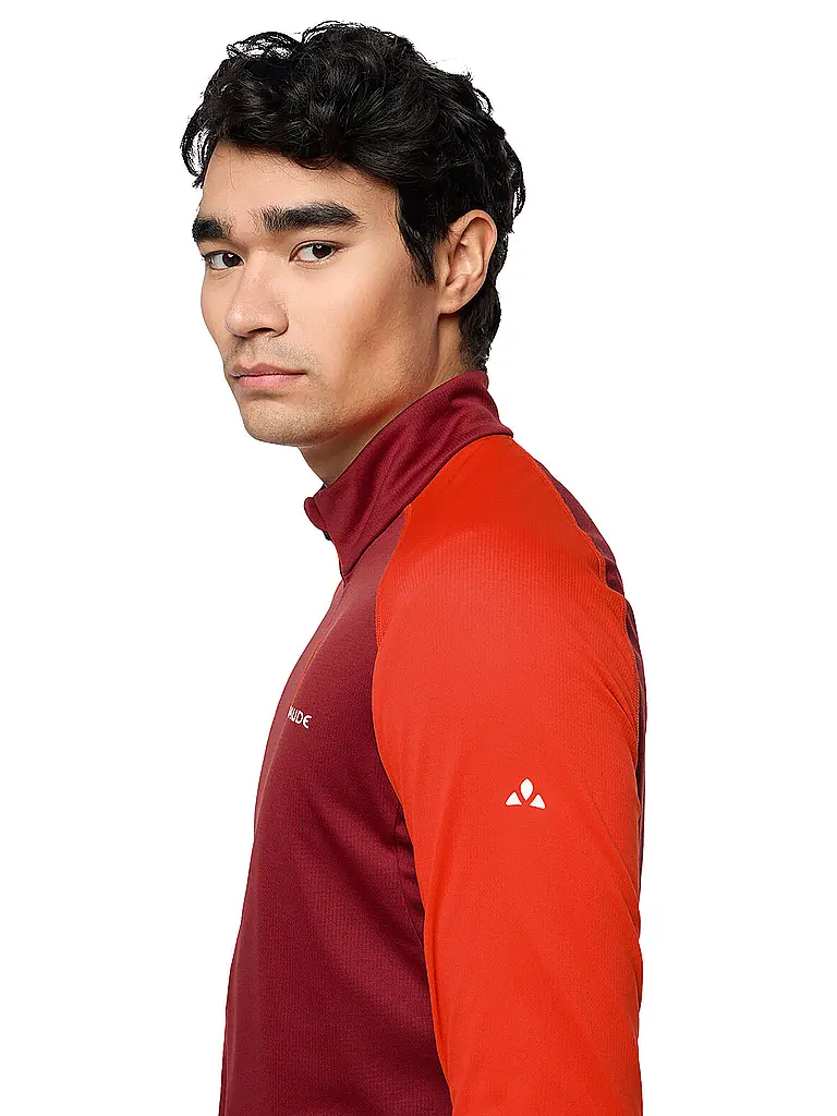 VAUDE | Zipshirt de sport pour homme Larice Light Shirt II | Rouge foncé