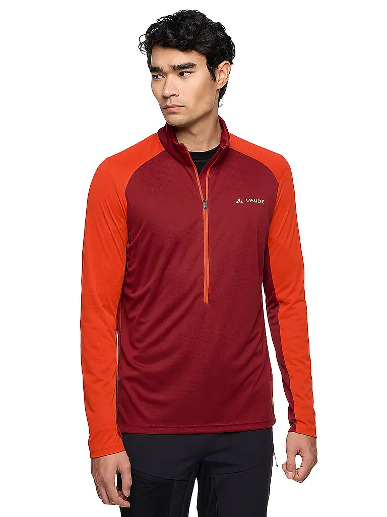 VAUDE | Zipshirt de sport pour homme Larice Light Shirt II | Rouge foncé