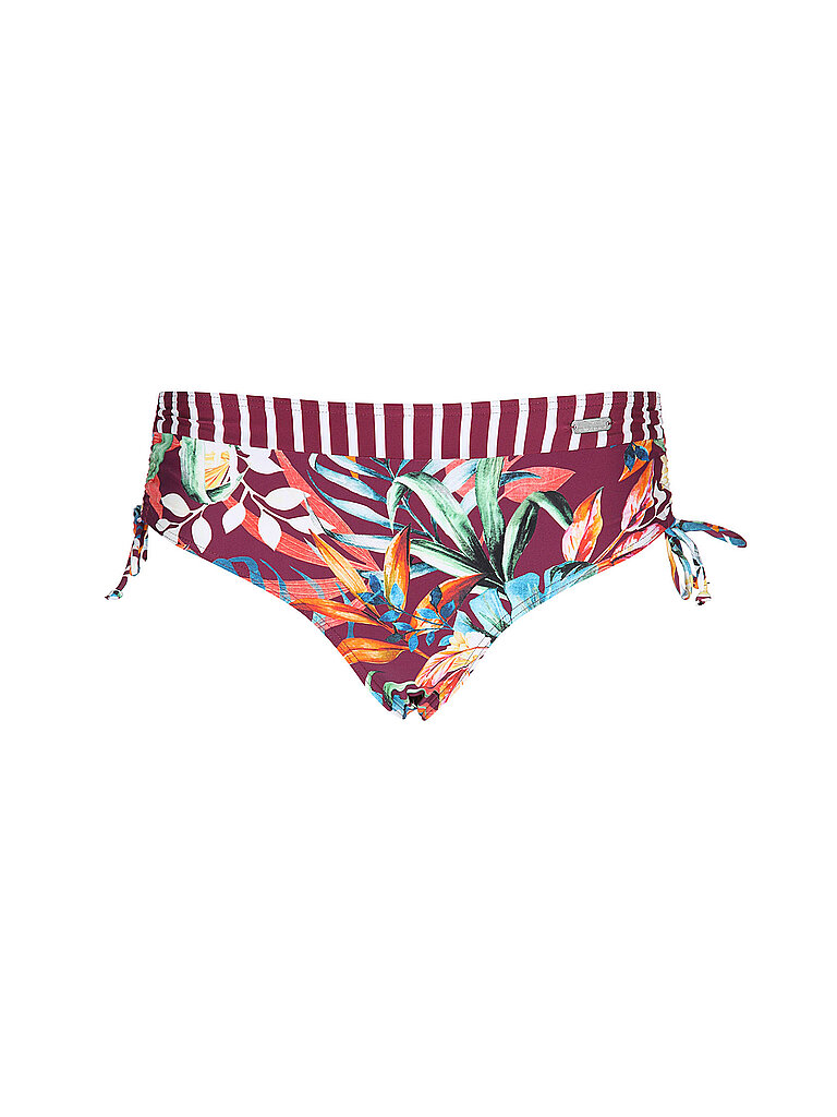 Bas de bikini froncé rouge foncé 40