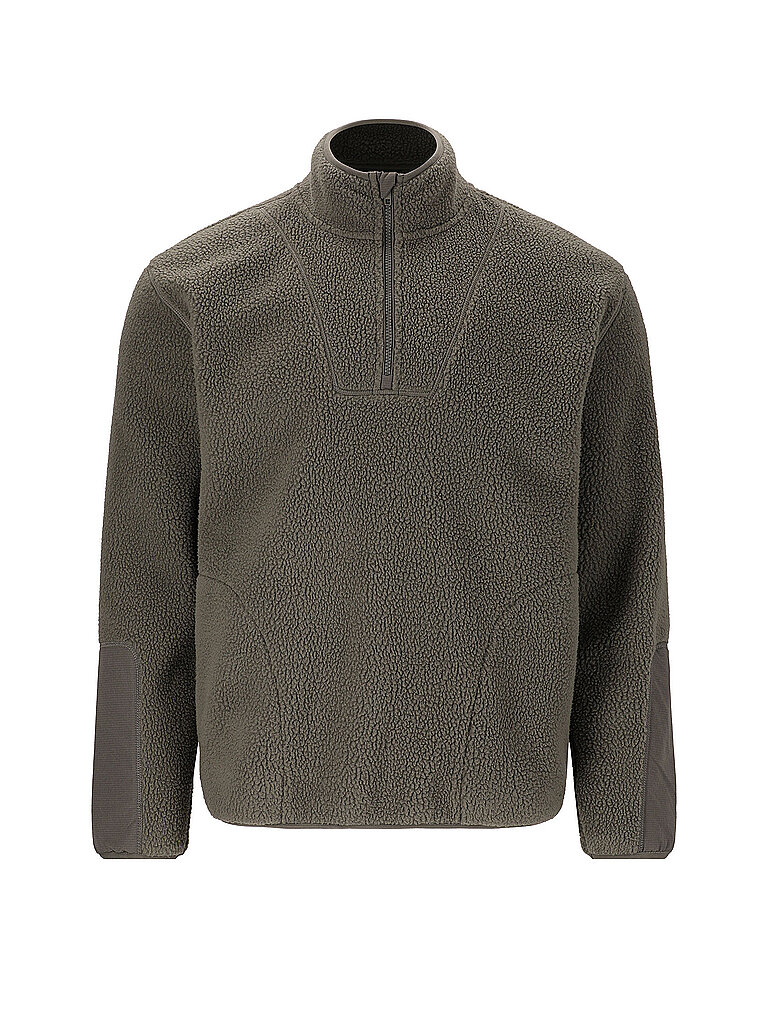 Sweat-shirt en polaire à demi-fermeture éclair vert foncé L