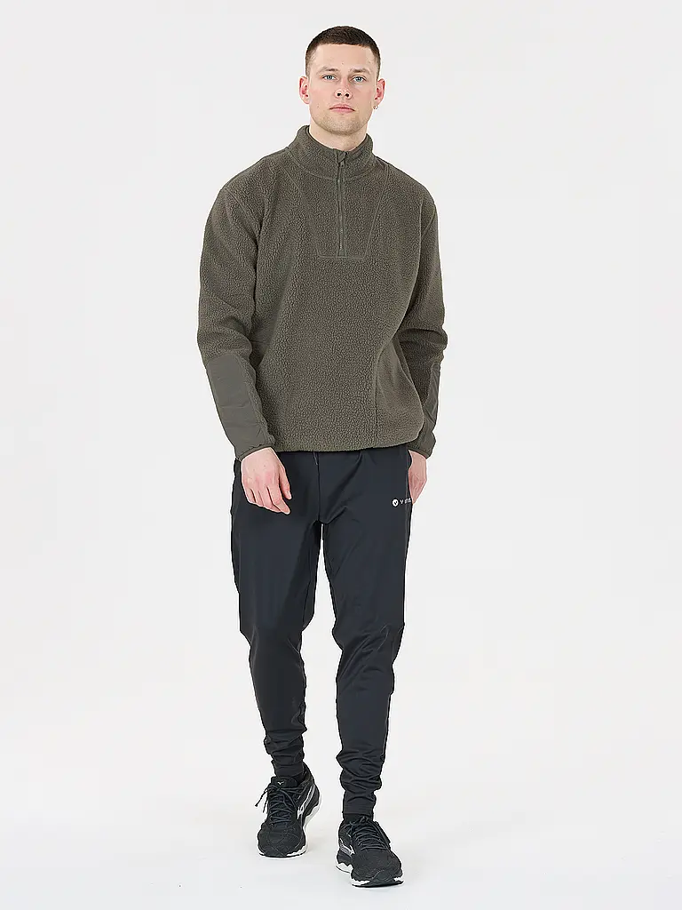 VIRTUS | Sweat-shirt en polaire à demi-fermeture éclair pour homme | Vert foncé