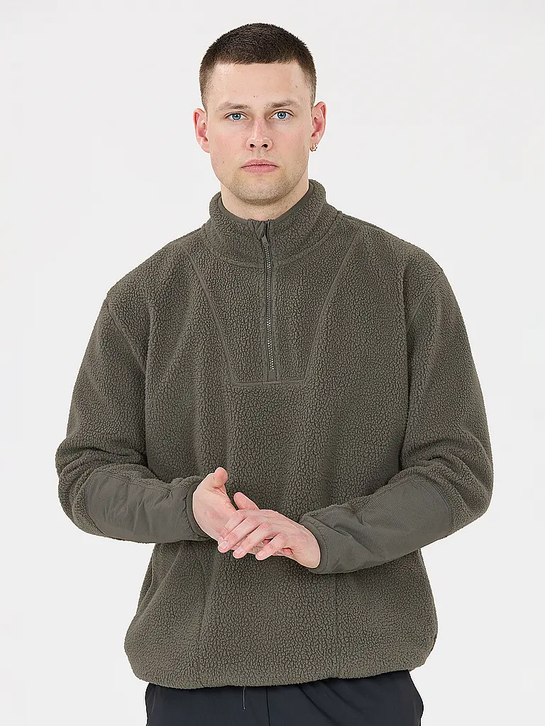 VIRTUS | Sweat-shirt en polaire à demi-fermeture éclair pour homme | Vert foncé