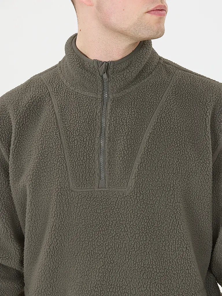 VIRTUS | Sweat-shirt en polaire à demi-fermeture éclair pour homme | Vert foncé