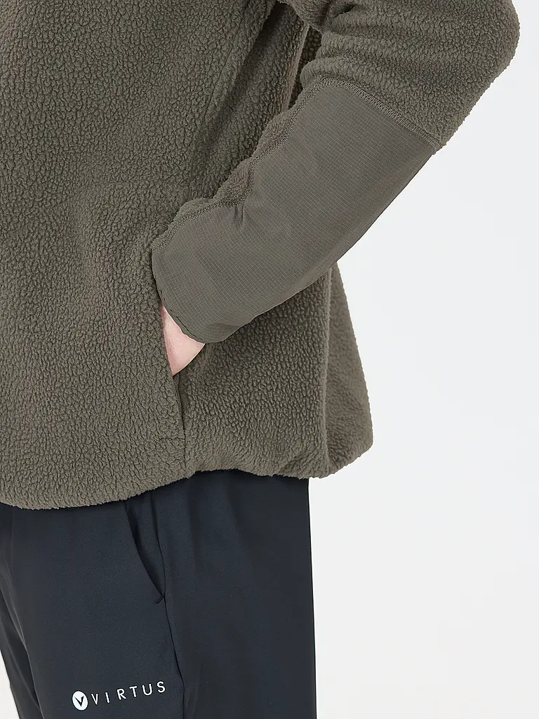 VIRTUS | Sweat-shirt en polaire à demi-fermeture éclair pour homme | Vert foncé
